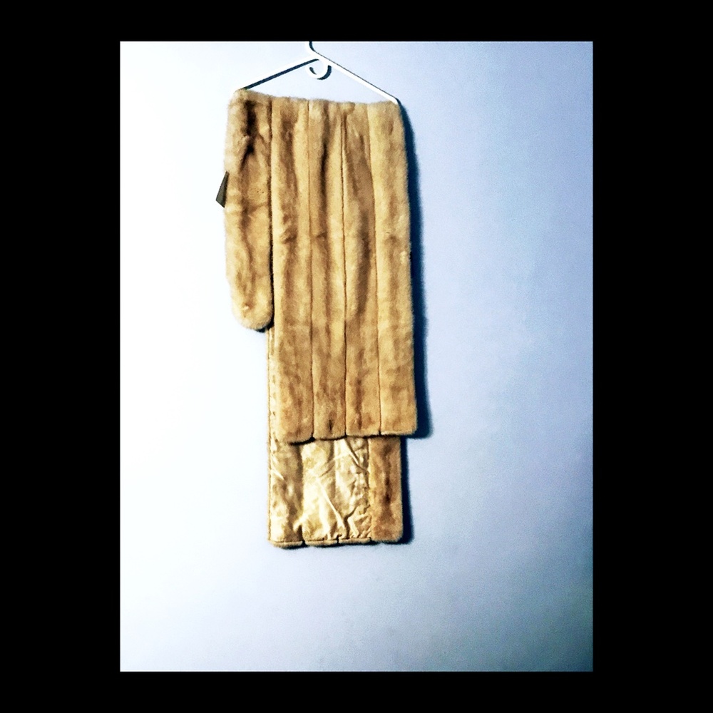 Vintage 1960s Natural, White, Mink Stole and Matching Mink Scarf